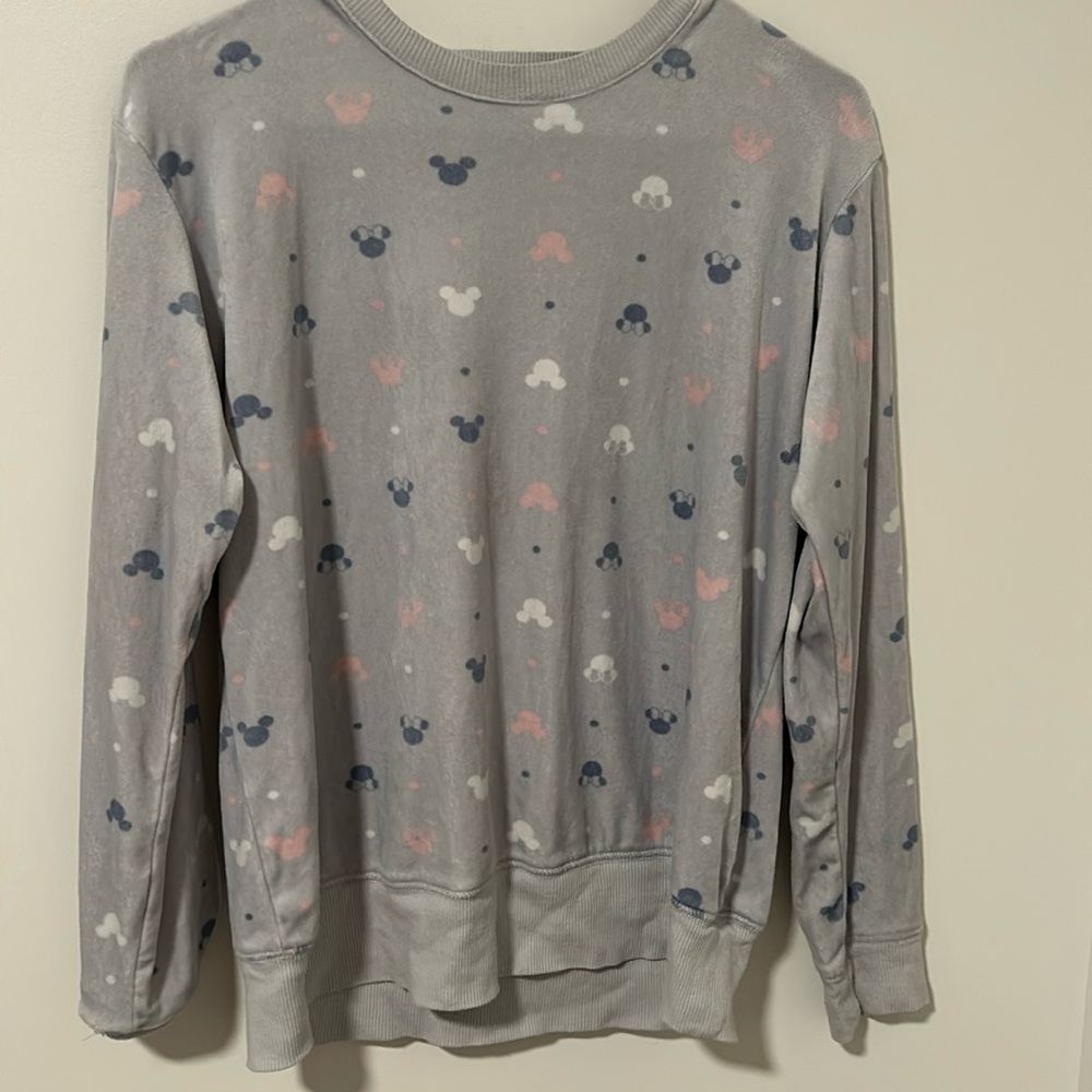 Kids Disney Mickey Mouse Licensed Cozy Gray Long Sleeve Pullover Size Small